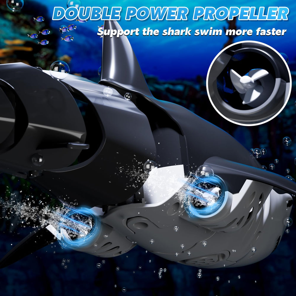 WATUDOU RC shark with 2.4GHz remote for smooth control.