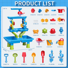 Watudou water table with beach accessories set promotes fine motor skills during pretend play.