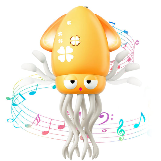 WAVISA Dancing Squid toy glows with lights to engage baby during tummy time and crawling.