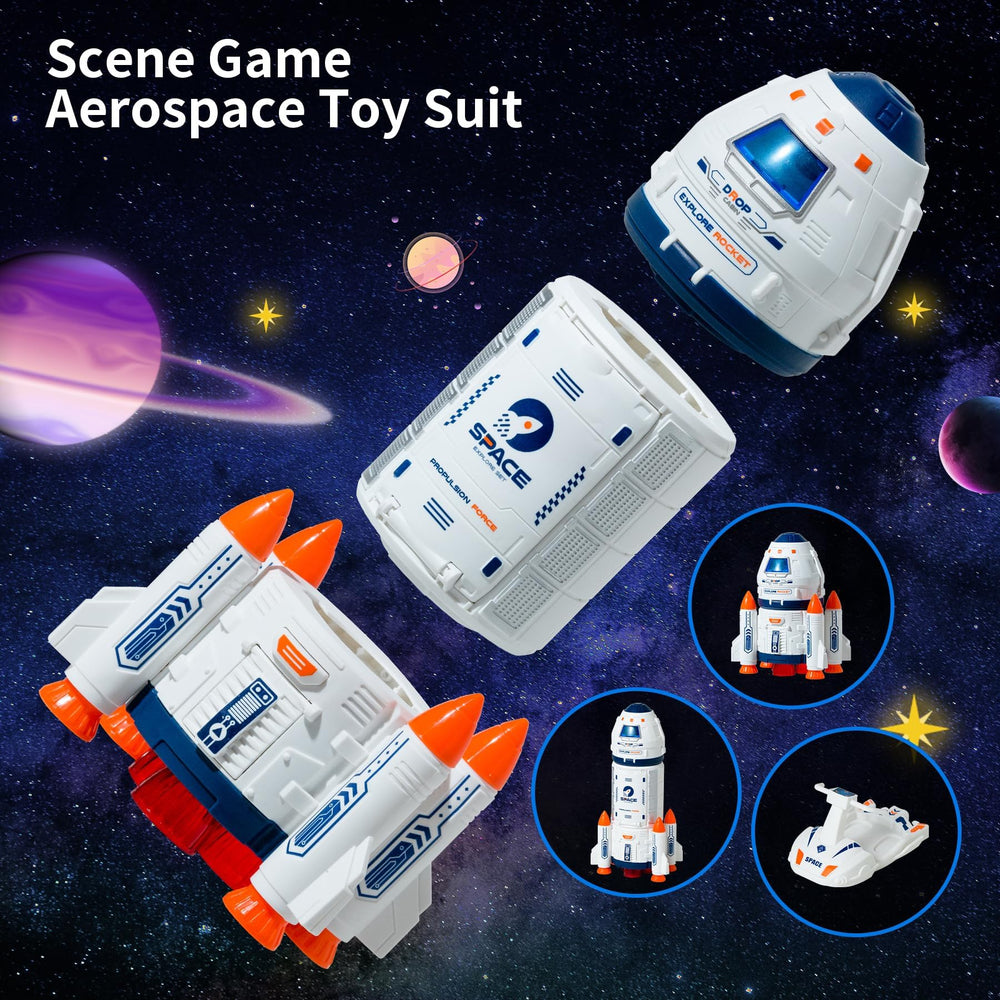 Wbzle space rocket scooter interaction supports fast exploration on pretend planets.