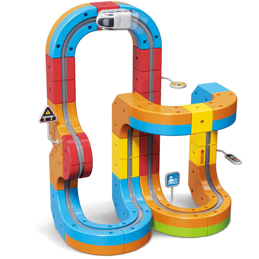 Wdebay klick Rail electric train set shows modular track assembly for creative layout play.