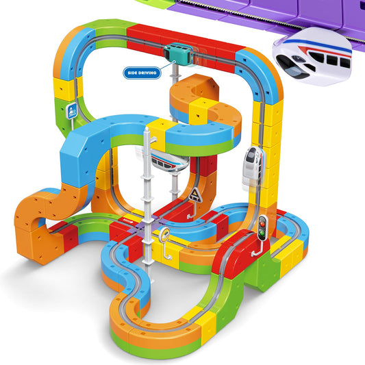 Wdebay Klick Rail track modular assembly showcases colorful pieces for imaginative, creative play.