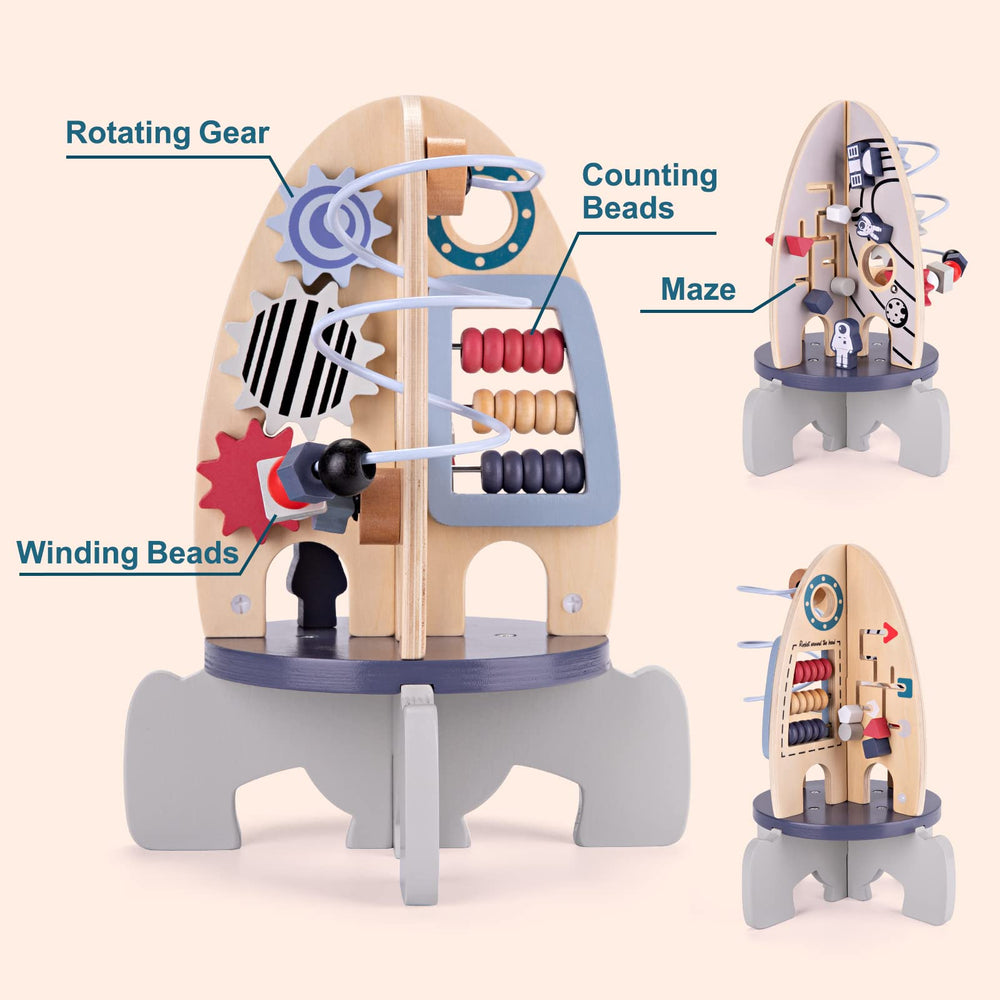 Wdmiya Space Rocket Activity Cube smooth edges for child-friendly playtime.