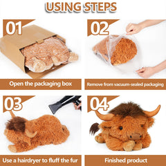 WDXDSOB Highland Cow plush cuddling with kids and adults, perfect companion.