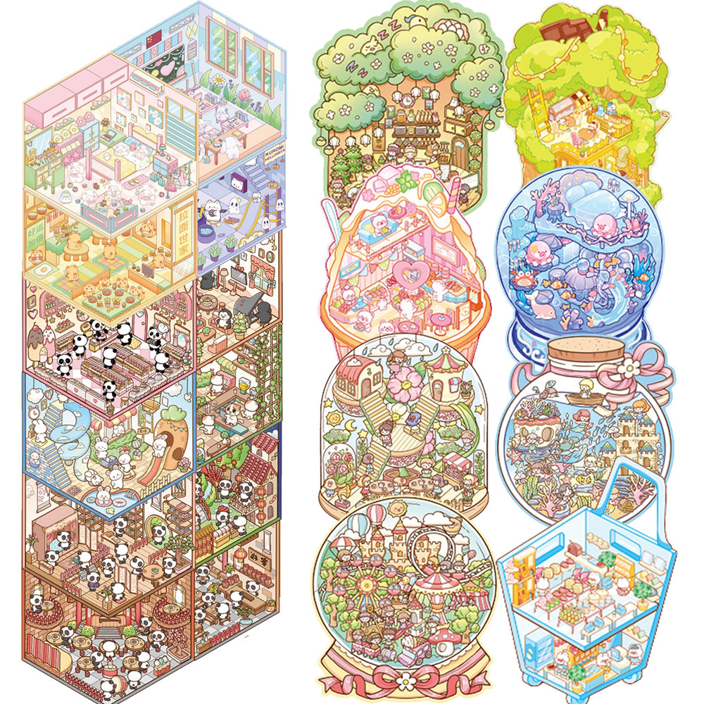 WDXIUE pony flower shop scene stickers aid calm focus and journaling.