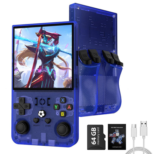 WDYQJE R36MAX front view showing compact handheld design for travel gaming