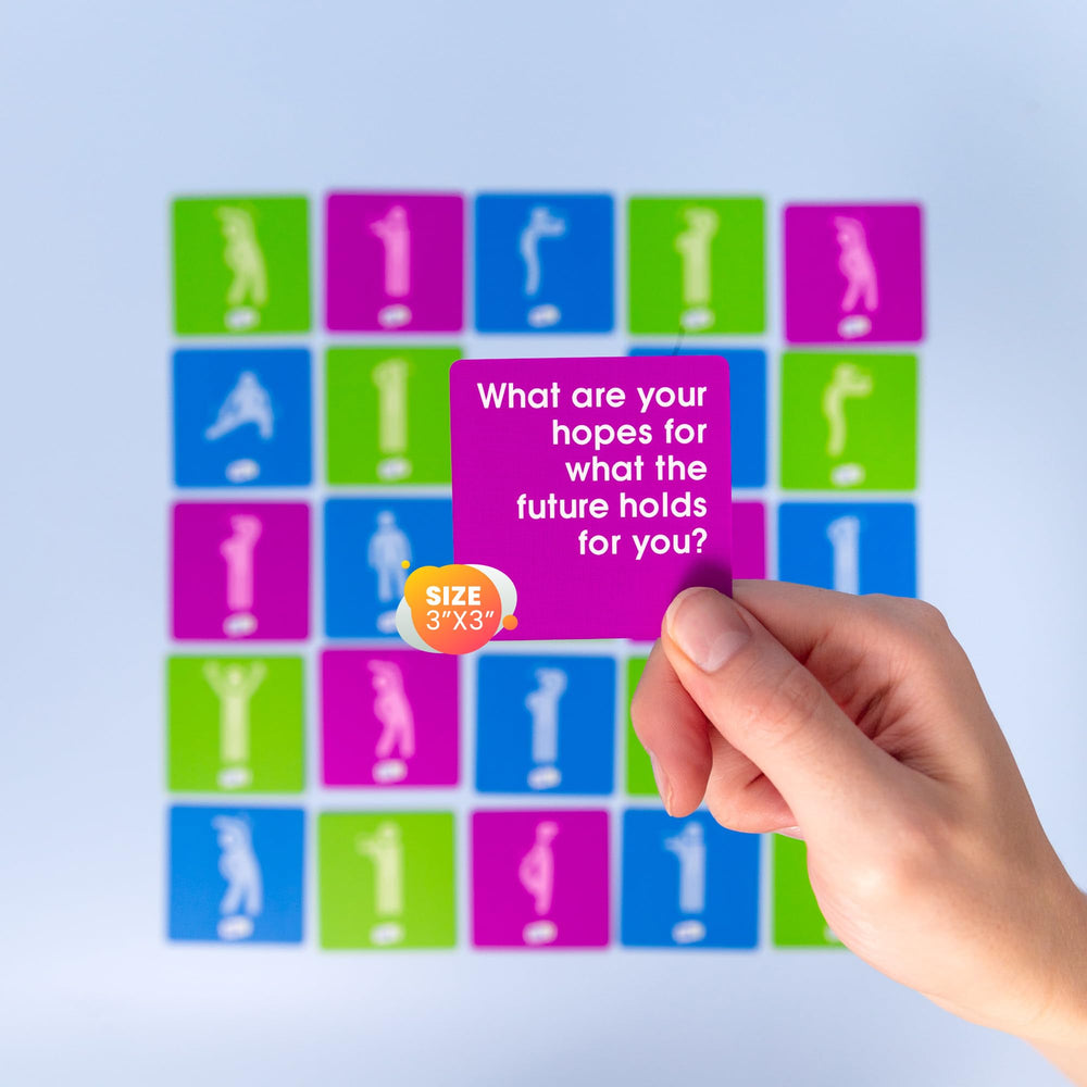 We! Connect Cards blue set offering deeper prompts for meaningful team talks