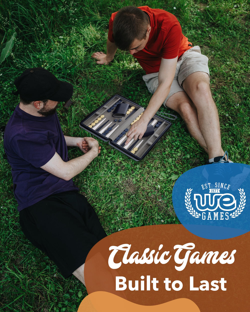 WE Games backgammon set open layout for full play