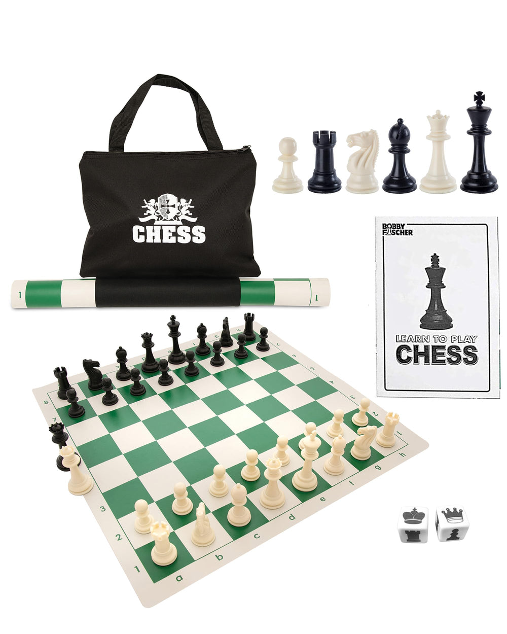 WE Games Best Value Tournament Chess Set with portable roll-up board for on-the-go play