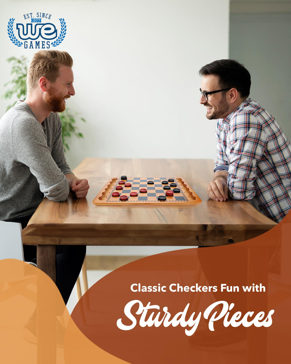 WE Games checkers pieces in red and black ensure clear, engaging matches for all ages.