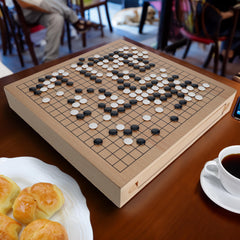 WE Games Go Board veneer closeup highlights natural wood texture and craft