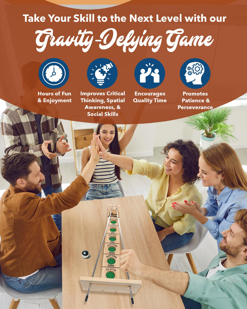 WE Games Shoot The Moon smooth finish invites comfortable handling during play.