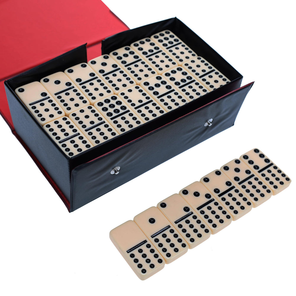 Portable black and red vinyl case keeps pieces organized
