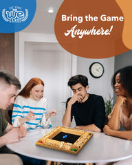 WE Games Wooden Shut The Box in action during a lively game night.