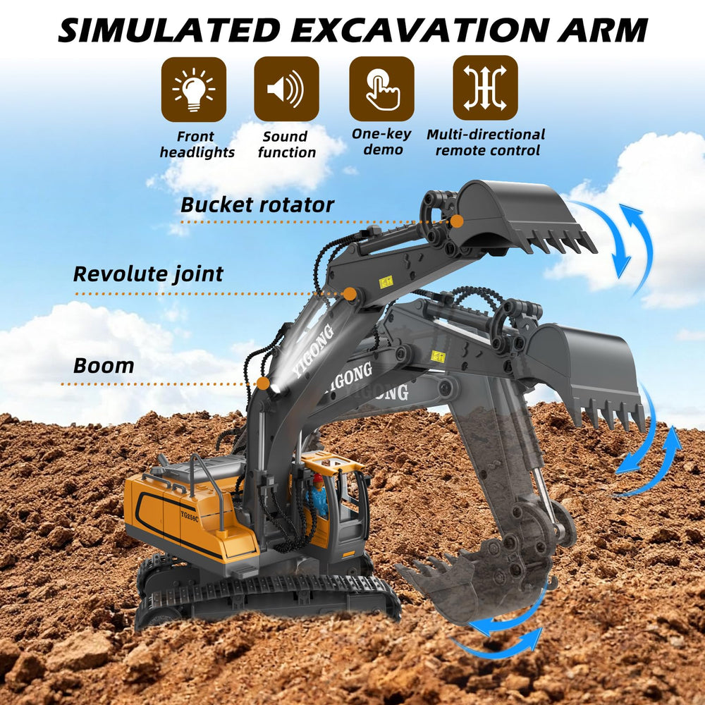 Illuminated WEACFUS excavator with realistic sounds for immersive play