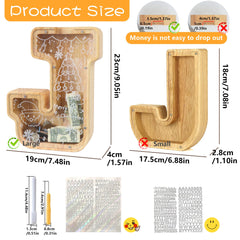 weallbuy large letter piggy bank side view highlighting durable screws and rounded corners