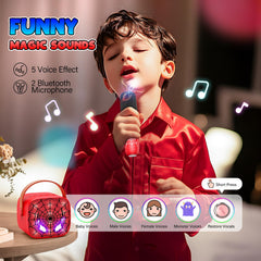 Webspidee mini karaoke machine includes two wireless microphones for duo singing