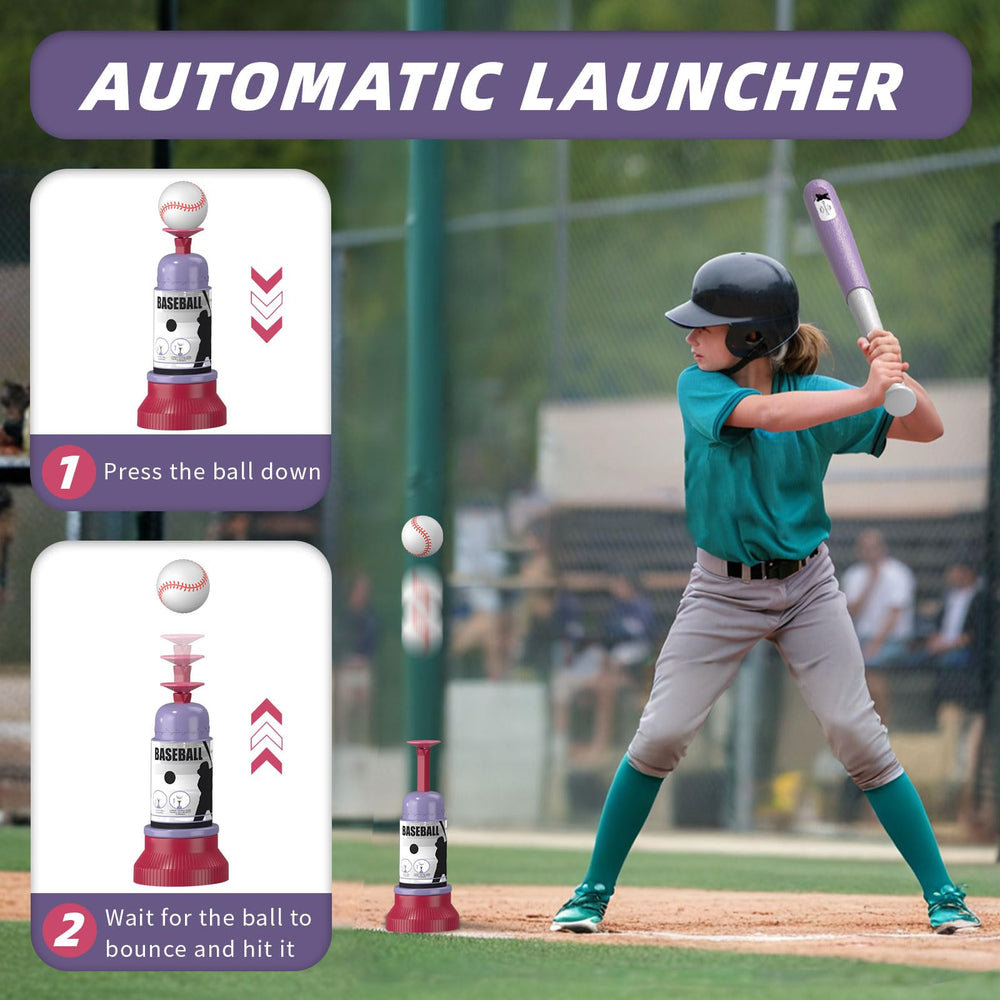 Wee Wonders 3-in-1 T Ball Set automatic-pitching launcher delivers continuous practice.