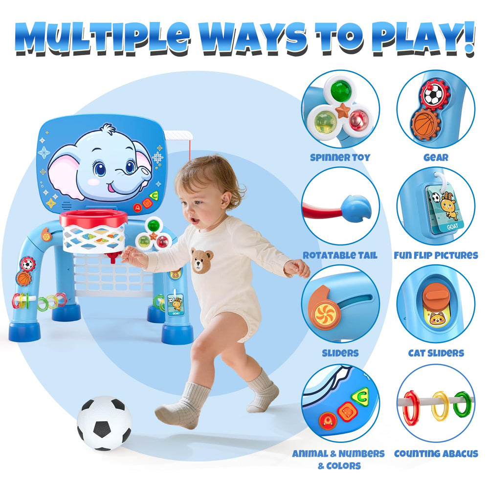 Wee Wonders includes toddler-sized ball, soccer ball, and baseball bat for easy grasp.