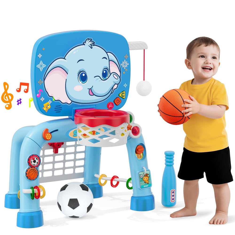 Wee Wonders 3-in-1 toddler sport toy showpiece with hoop and goal for active play.