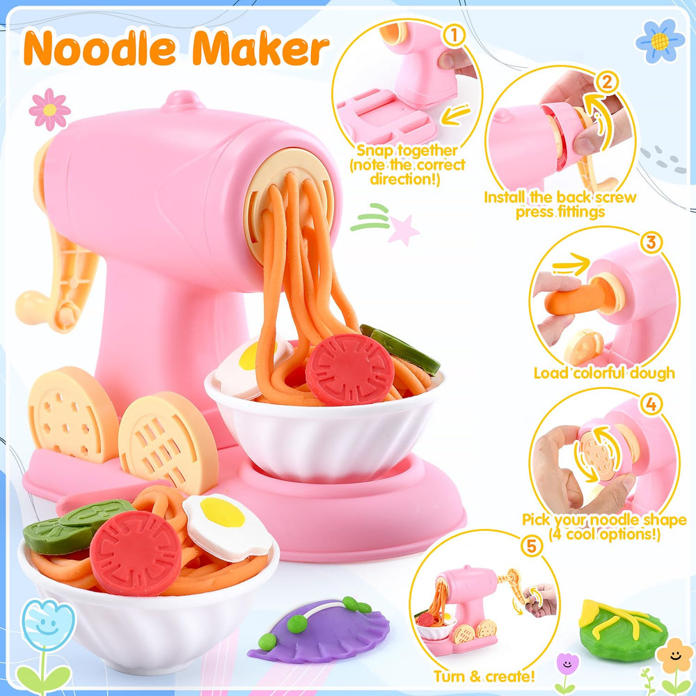WeeHomm 5-in-1 color dough noodle maker supports fine motor fun.