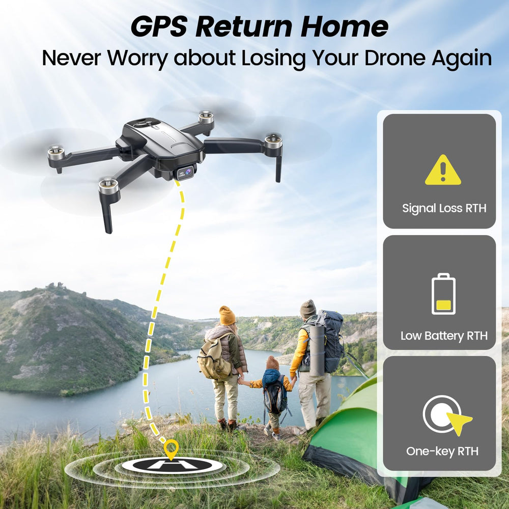 WeFone drone GPS auto-return ensures safe return to takeoff point