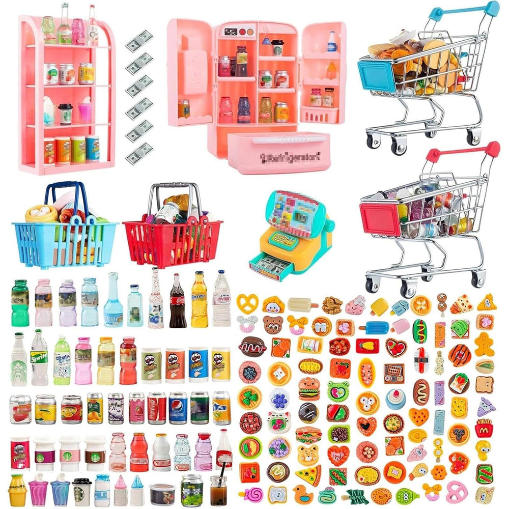 Wehoo 164pcs mini shopping cart red and blue for realistic dollhouse pretend play.