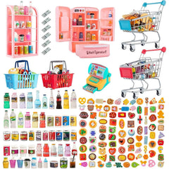 Wehoo 164pcs mini shopping cart red and blue for realistic dollhouse pretend play.