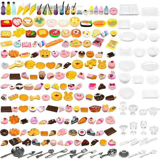 Wehoo 200pcs miniature food bottles for dollhouse play and decor