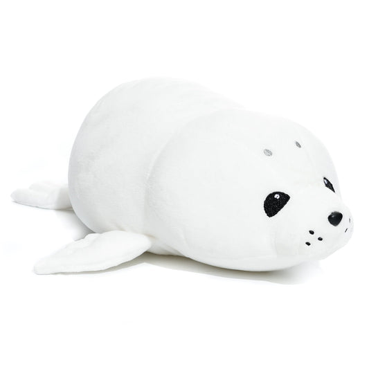 WEIGEDU White Baby Seal Plush Pillow full-size cuddle buddy for cozy naps.