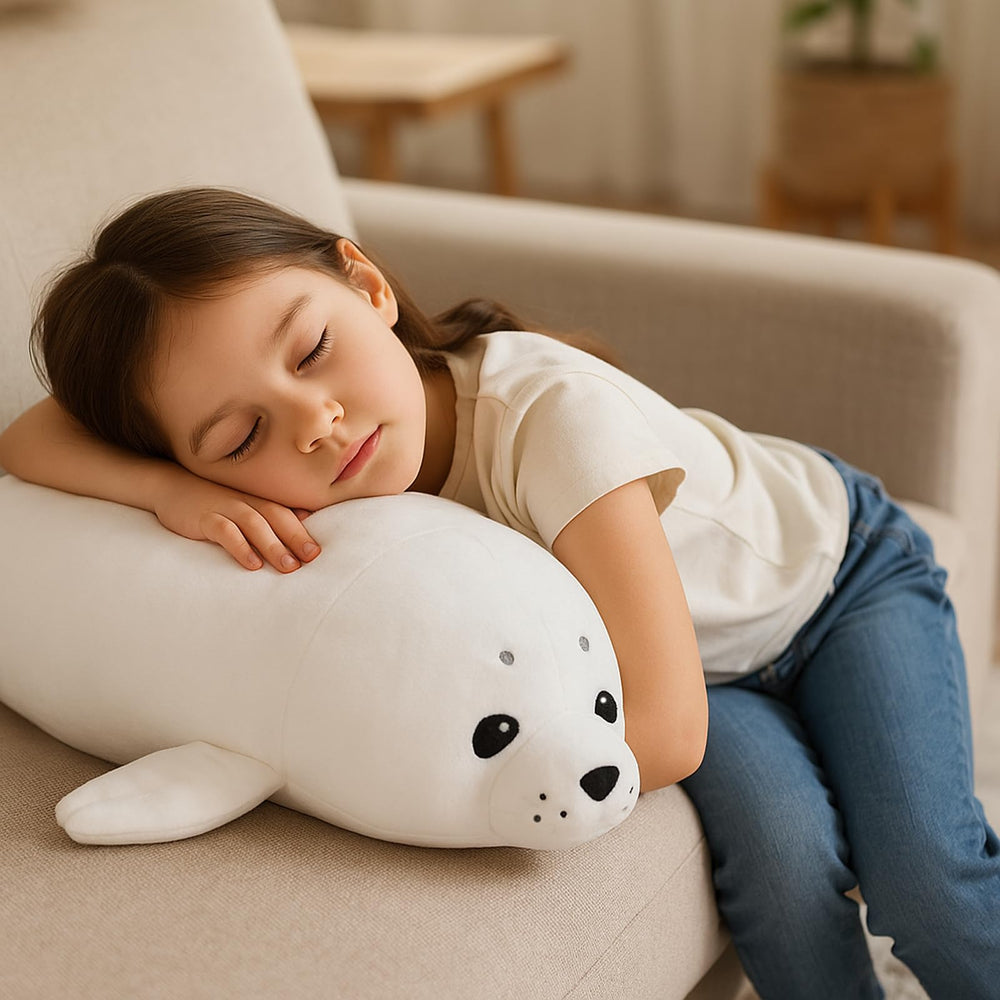 WEIGEDU White Baby Seal Plush Pillow gift-ready design for occasions.