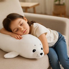WEIGEDU White Baby Seal Plush Pillow gift-ready design for occasions.