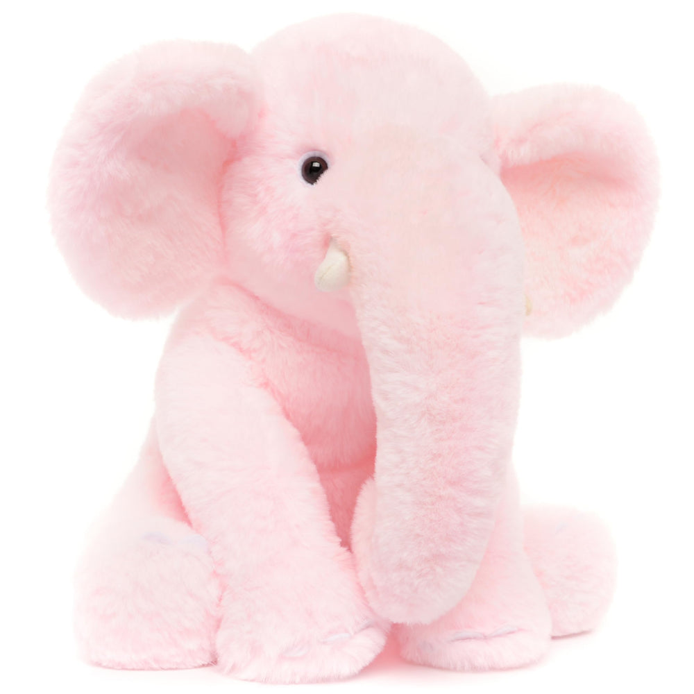 WEIGEDU pink elephant stuffed animal with soft fabric close-up.