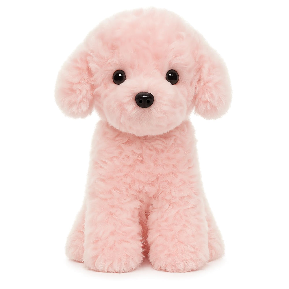 WEIGEDU pink puppy plush, 12.6 inches tall, perfect for hugging and imaginative play.