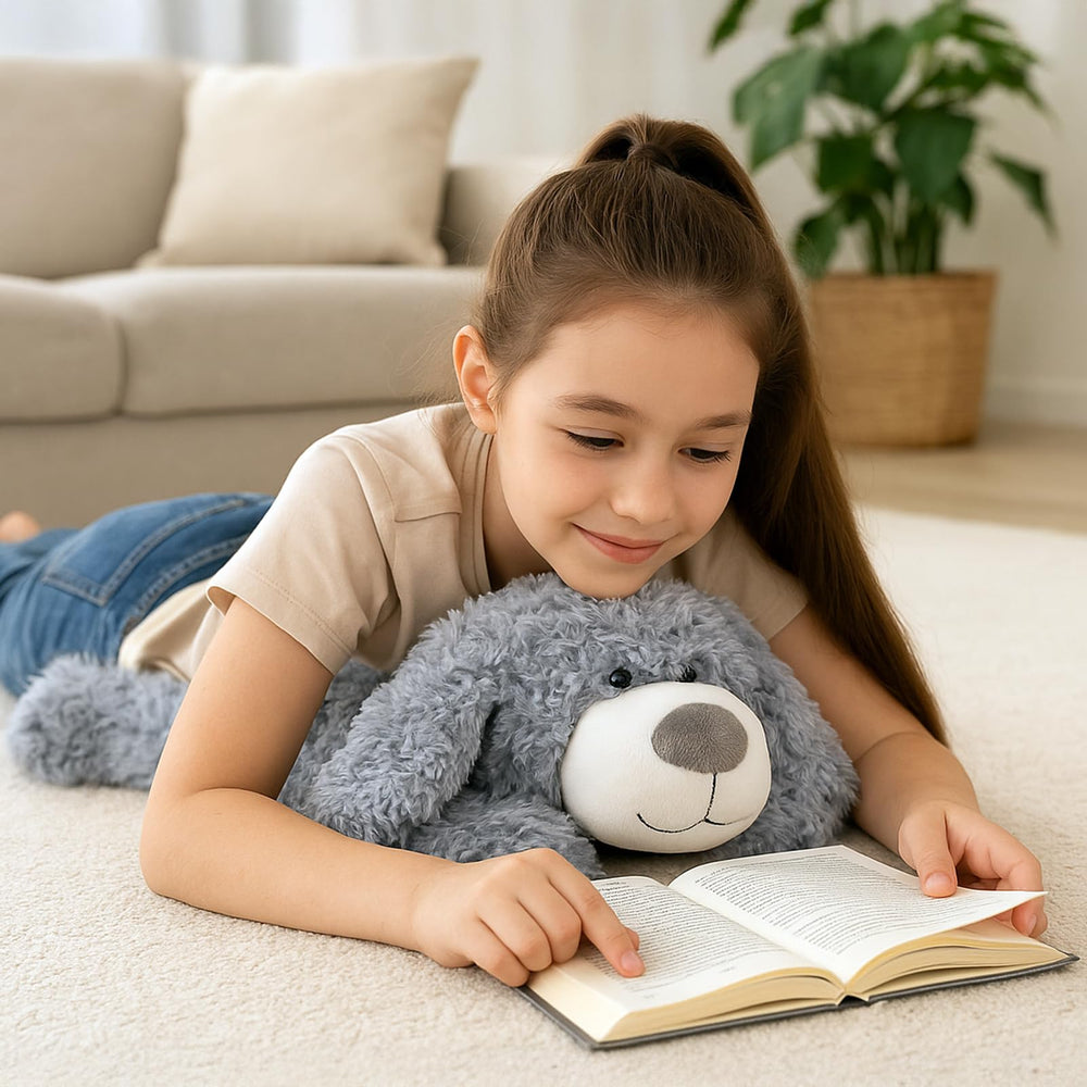 WEIGEDU Smiling Gray Puppy ideal for kids room decor and imaginative play