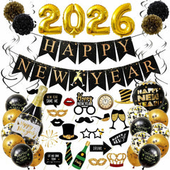 WEIKA Happy New Year banner in black and gold for stylish celebrations.