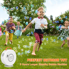 Weilim Bubble Machine features a large bubble tank for extended play.