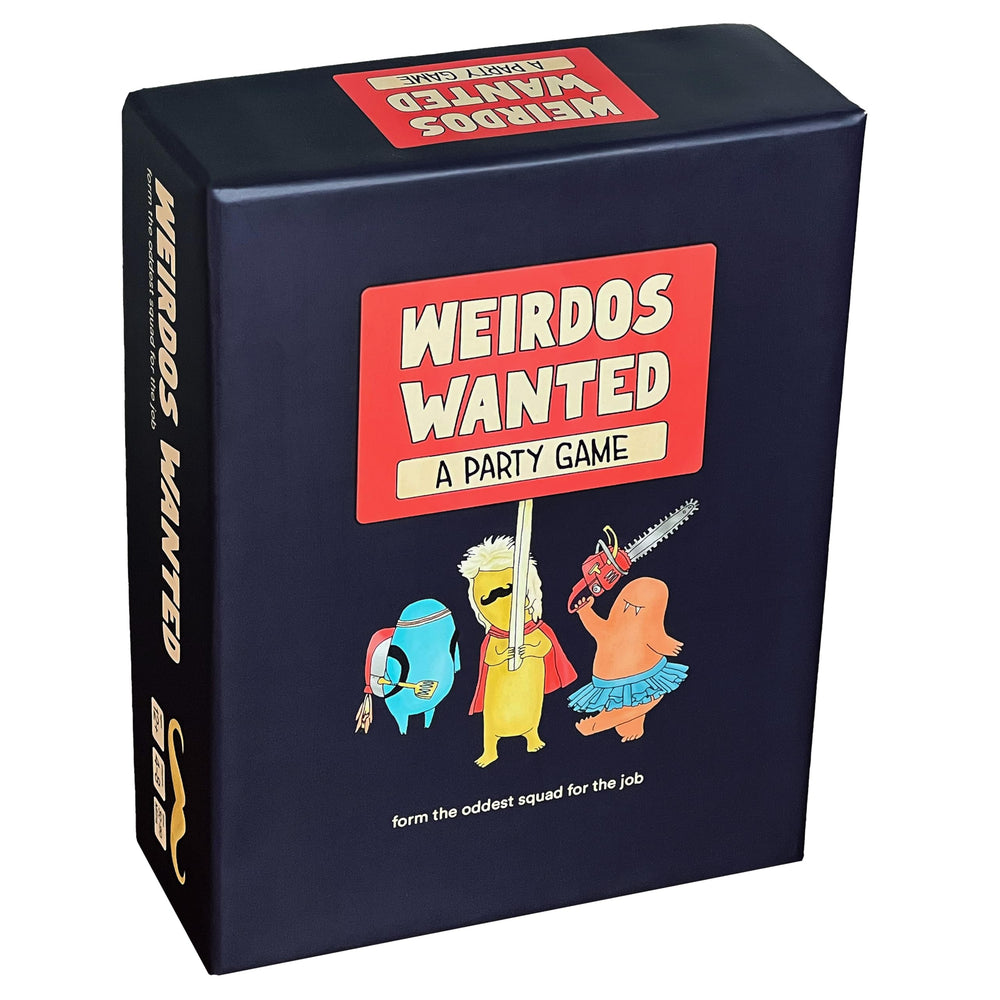Weirdo Wanted box front, bold party game ideal for icebreakers