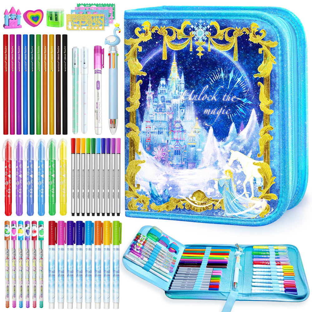Weirtoya 53pcs kit with unicorn case for mess-free creativity