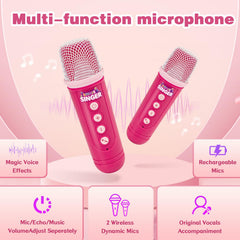 Weirtoya mini karaoke two wireless microphones for family duet fun.