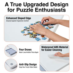 WELGEE ergonomic sloped edge reduces wrist strain during long puzzles.