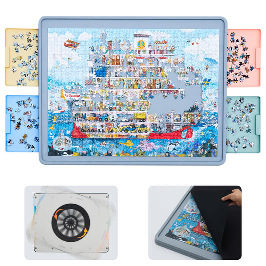 WELGEE 1500-piece puzzle board in full view aids organized large jigsaws for comfortable solving
