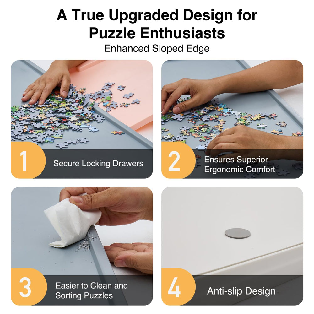 WELGEE puzzle board four drawers open for easy color or region sorting