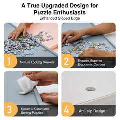 WELGEE puzzle board four drawers open for easy color or region sorting