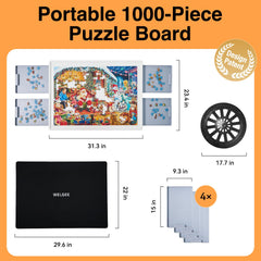 WELGEE puzzle board with four sorting drawers for tidy piece organization.