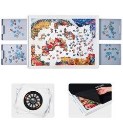 WELGEE rotating puzzle board with 360° access for easy, ergonomic puzzling.