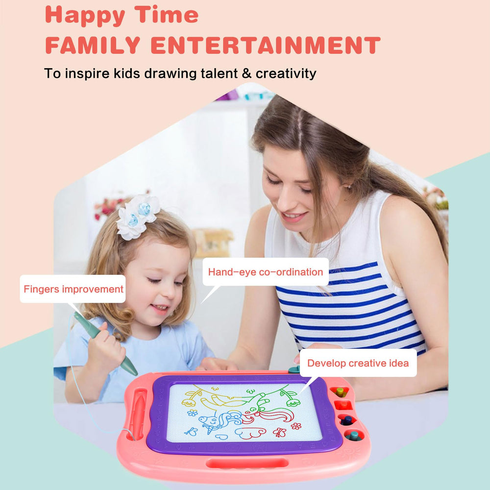 Wellchild Magnetic Drawing Board color zones highlight four playful sections for doodling