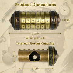 Wellsee Da Vinci Code mini numbers hidden compartment for small keepsakes