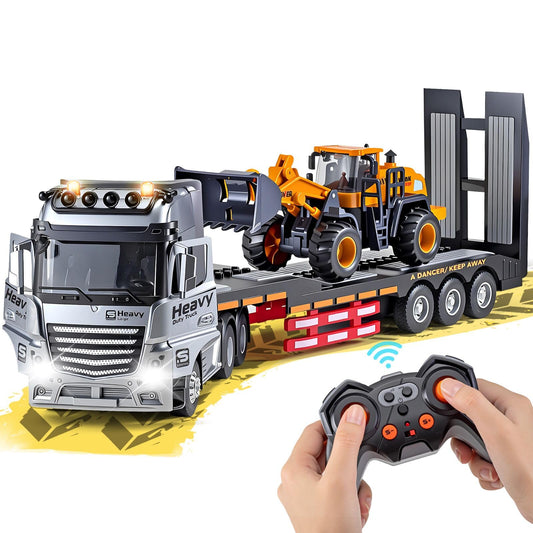 WEMOKA 9-channel RC semi-truck front view with metal cab and illuminated lights