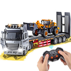 WEMOKA 9-channel RC semi-truck front view with metal cab and illuminated lights